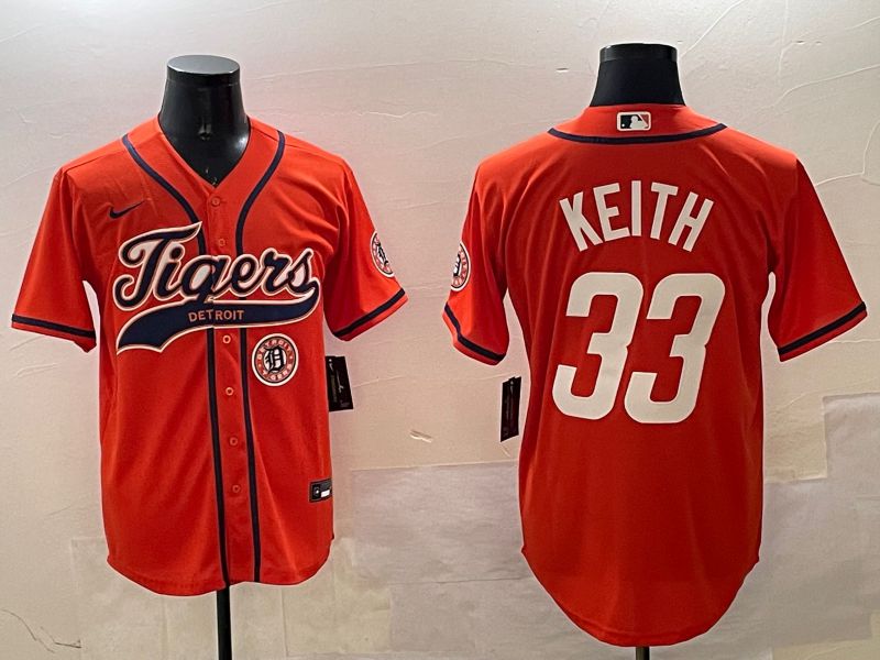 Men Detroit Tigers #33 Keith Orange Joint Name Game 2025 Nike MLB Jersey style 1
